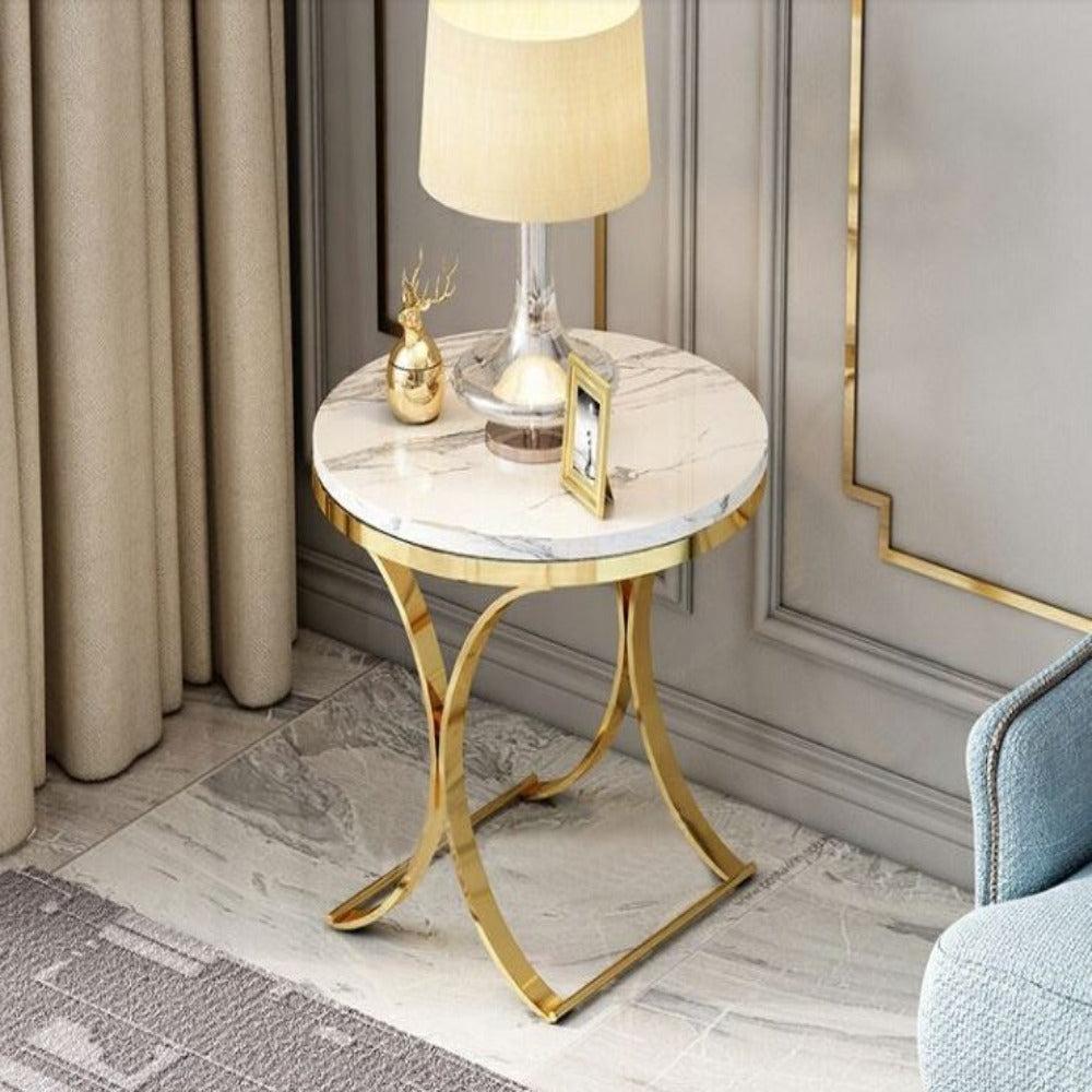 Lixra Luxury Round Marble Top Side Table