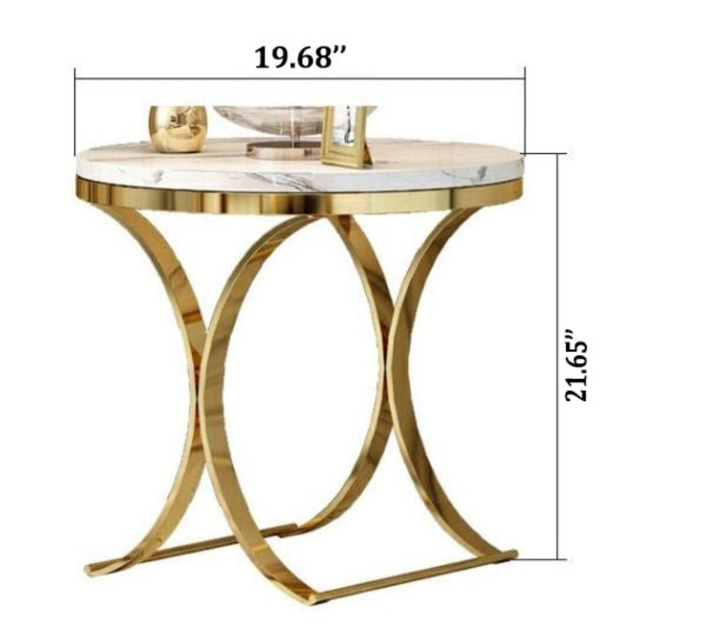 Lixra Luxury Round Marble Top Side Table