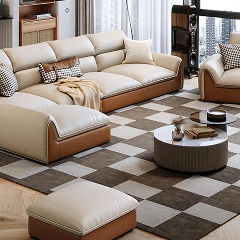 Lixra Luxury Sectional Dual Color Leather Sofa Set