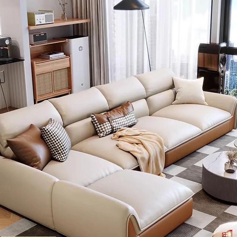 Lixra Luxury Sectional Dual Color Leather Sofa Set