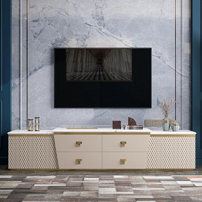 Lixra Luxury TV Stand With Crafted Mable Top