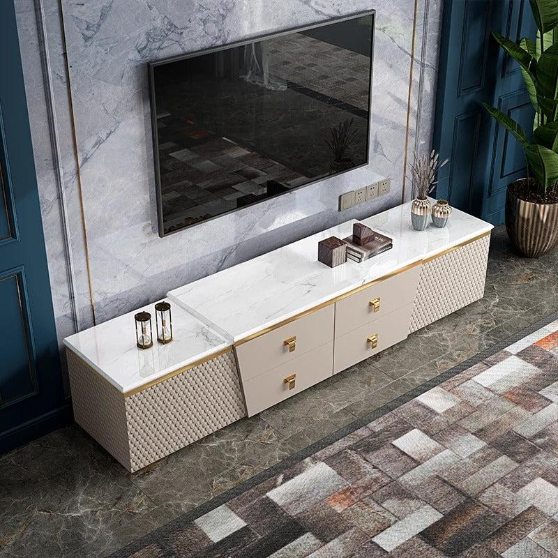 Lixra Luxury TV Stand With Crafted Mable Top