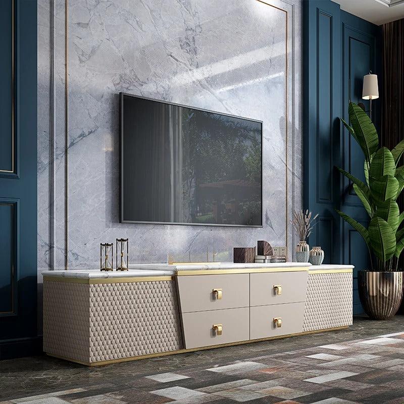 lixra Luxury TV Stand with Crafted Mable Top