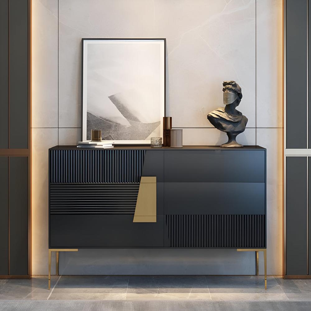 lixra Luxury Wooden Exquisite Black Buffet Table