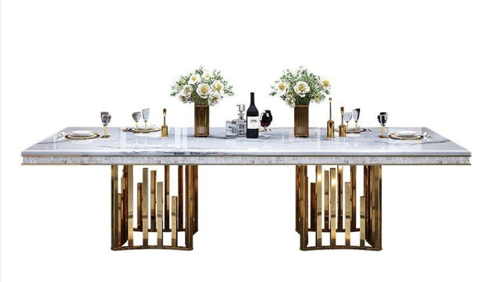 lixra Mable Dining Table & Leather Chair Set