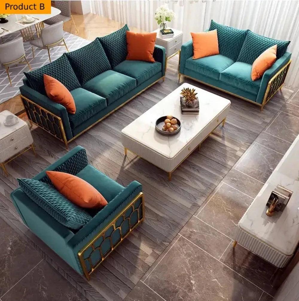Lixra Magnificence Fabric Living Room Sofa-Set