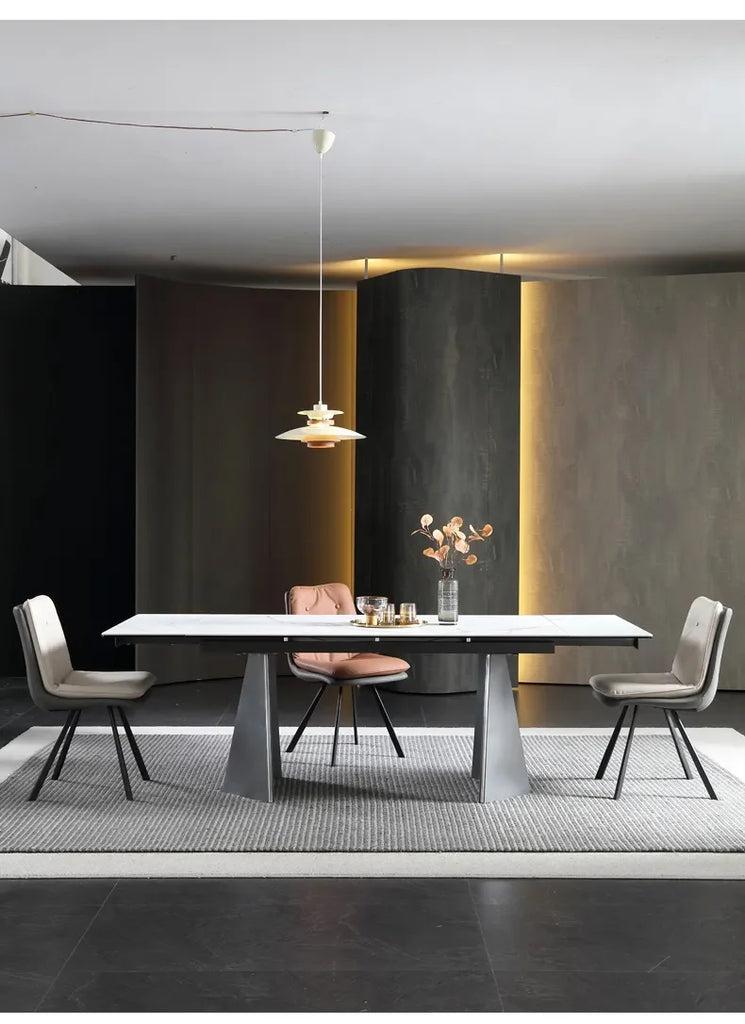Lixra Majestic Marble Extendable Dining Table Set