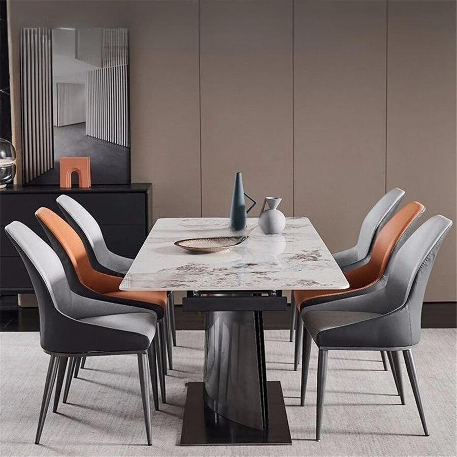 Lixra Majestic Marble Extendable Dining Table Set