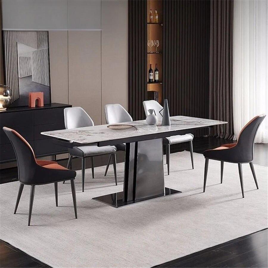 Lixra Majestic Marble Extendable Dining Table Set