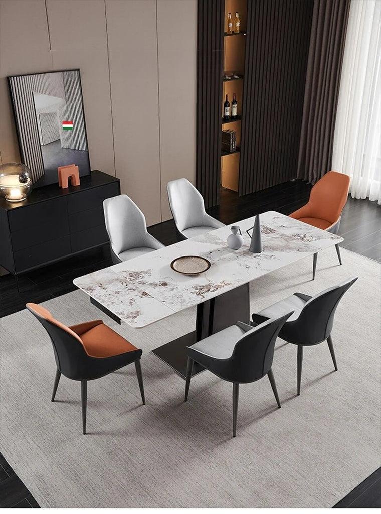 lixra Majestic Marble Extendable Dining Table Set