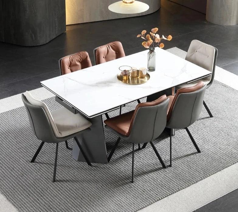 lixra Majestic Marble Extendable Dining Table Set
