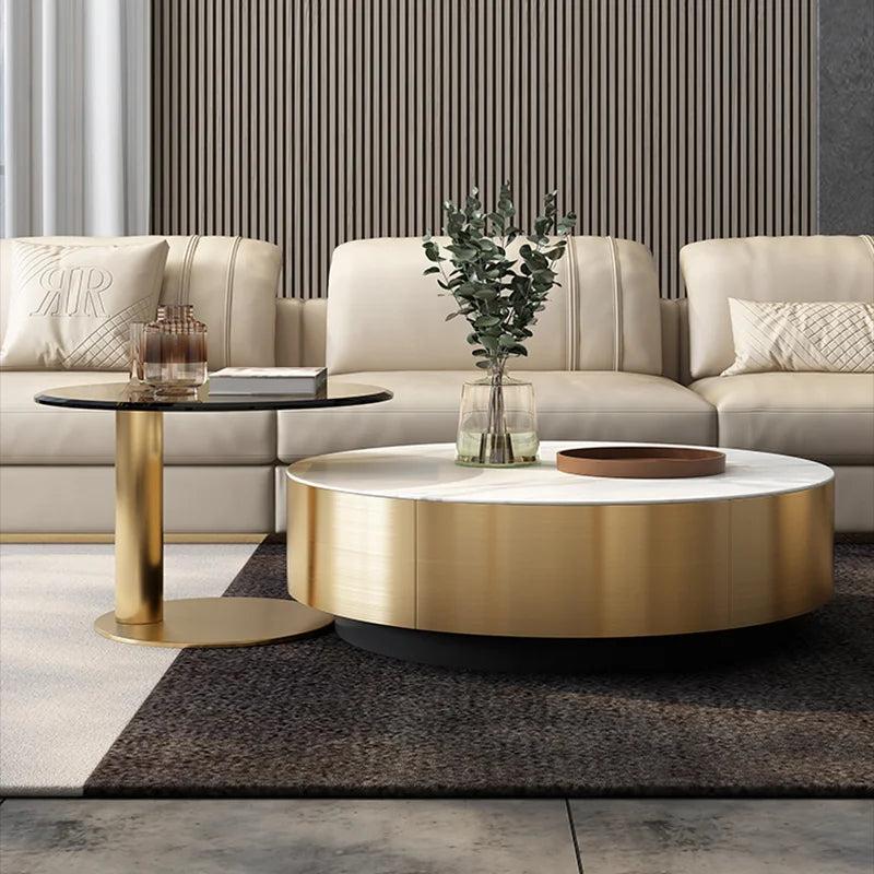 Lixra Marble Coffee Table With Glass Side Table