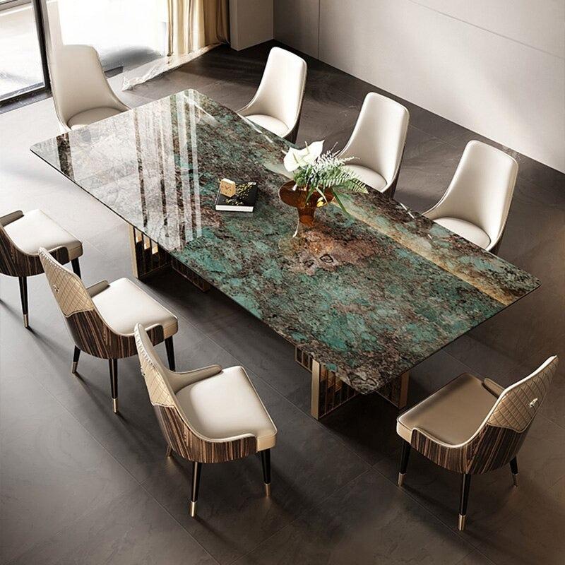Lixra Marble Dining Table With Golden Legs
