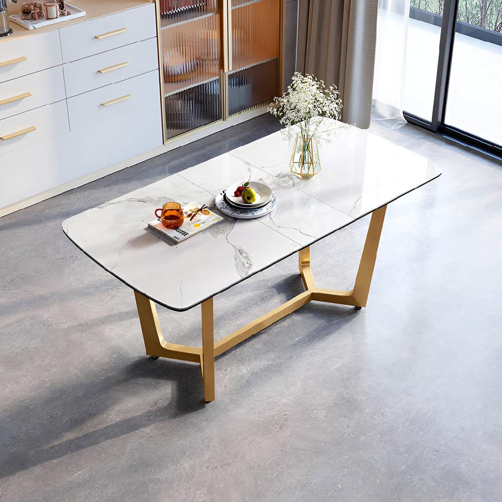 Lixra Marble Extendable Dining Table Set