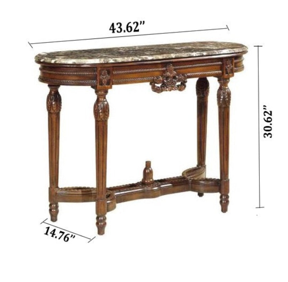 Lixra Marble Tabletop Wooden Accent Table
