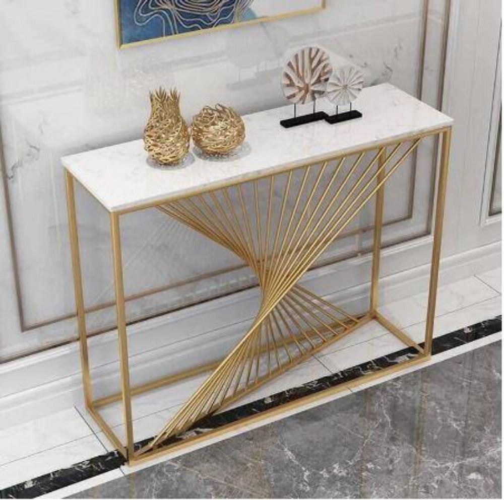 Lixra Marble Top Accent Table With Metal Structure