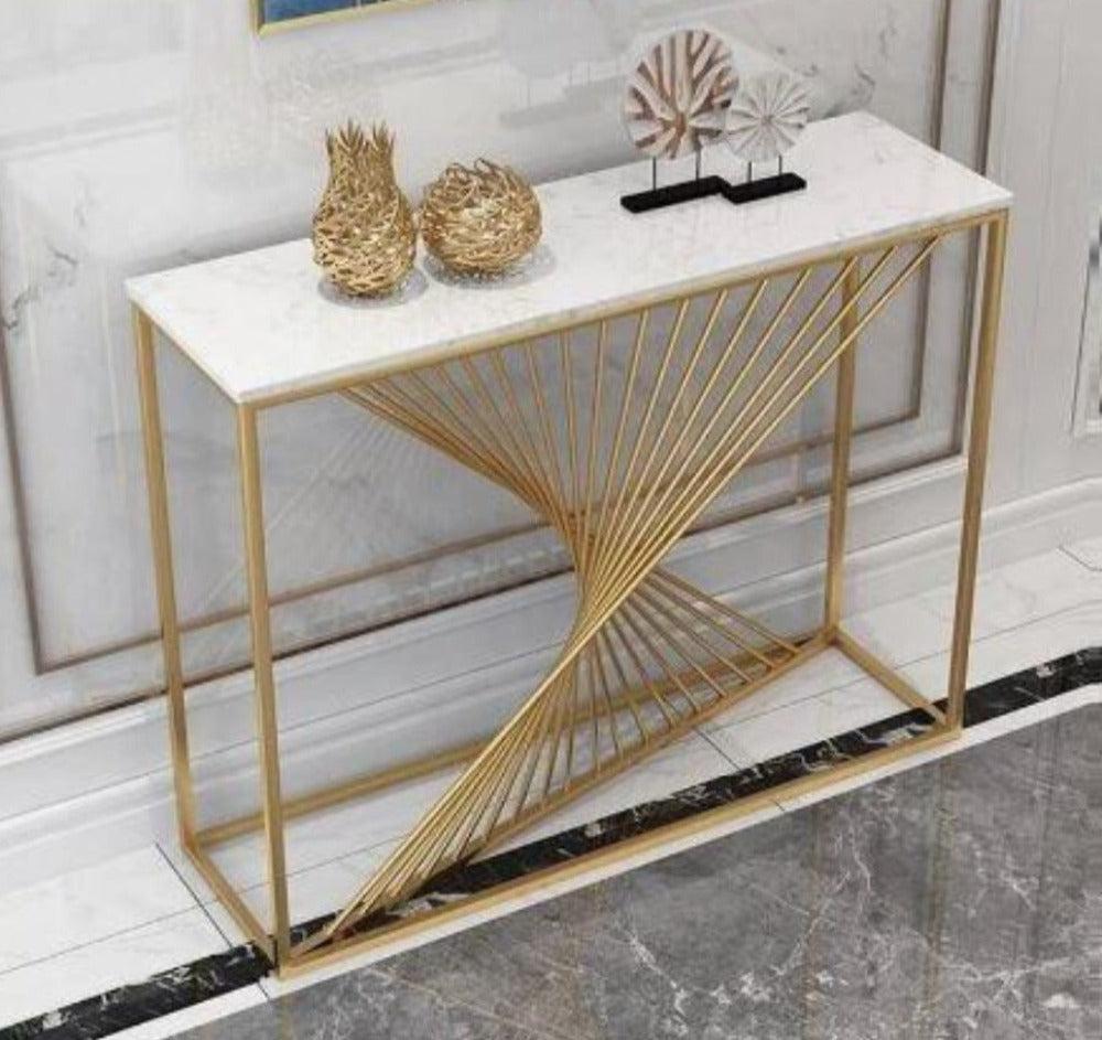 lixra Marble Top Accent Table with Metal Structure