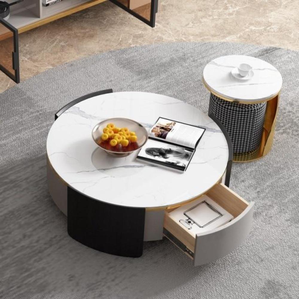 lixra Marble Top Coffee Table with Storage