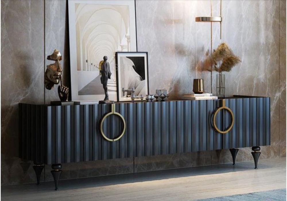 Lixra Marble Top Light Luxurious Wooden TV Stand