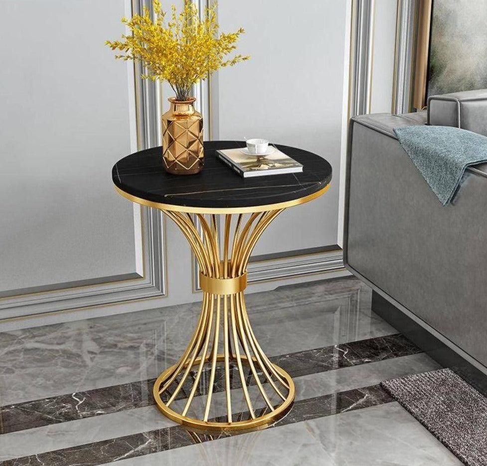 Lixra Marble Top Metal Frame Side Table