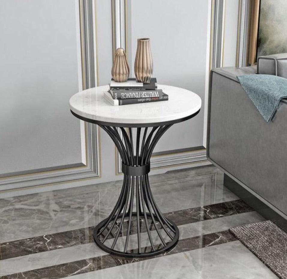Lixra Marble Top Metal Frame Side Table
