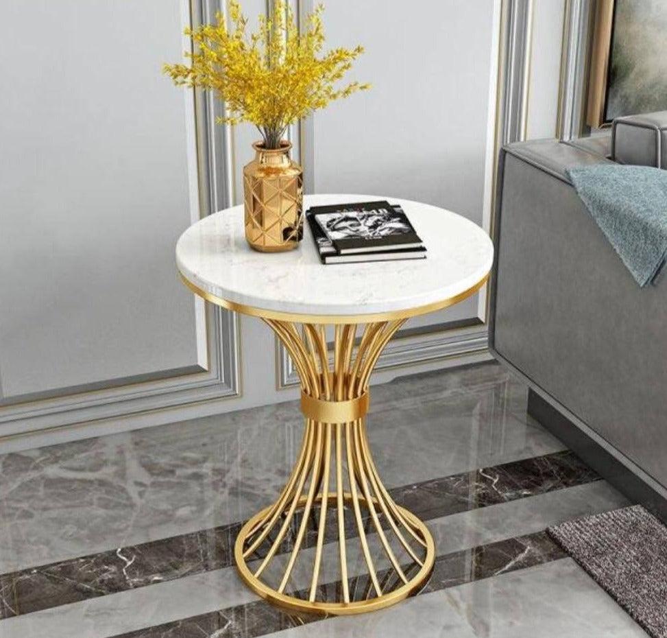 lixra Marble Top Metal Frame Side Table