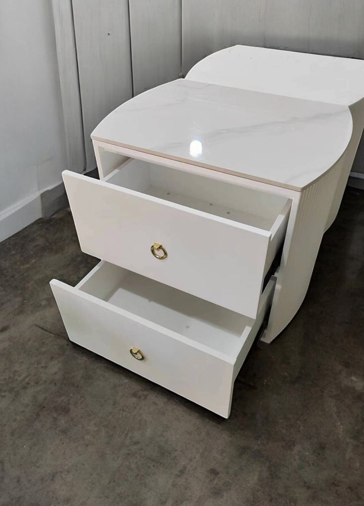 lixra Marble Top Minimalistic Set of 2 Night Stand