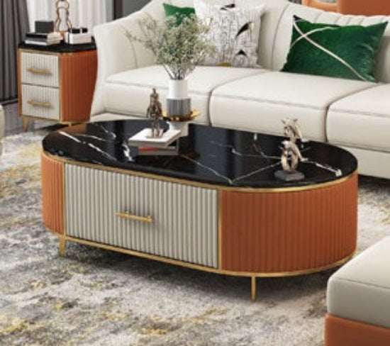 Lixra Marble-Top Modern Coffee Table With Storage