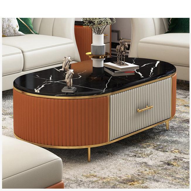 Lixra Marble-Top Modern Coffee Table With Storage