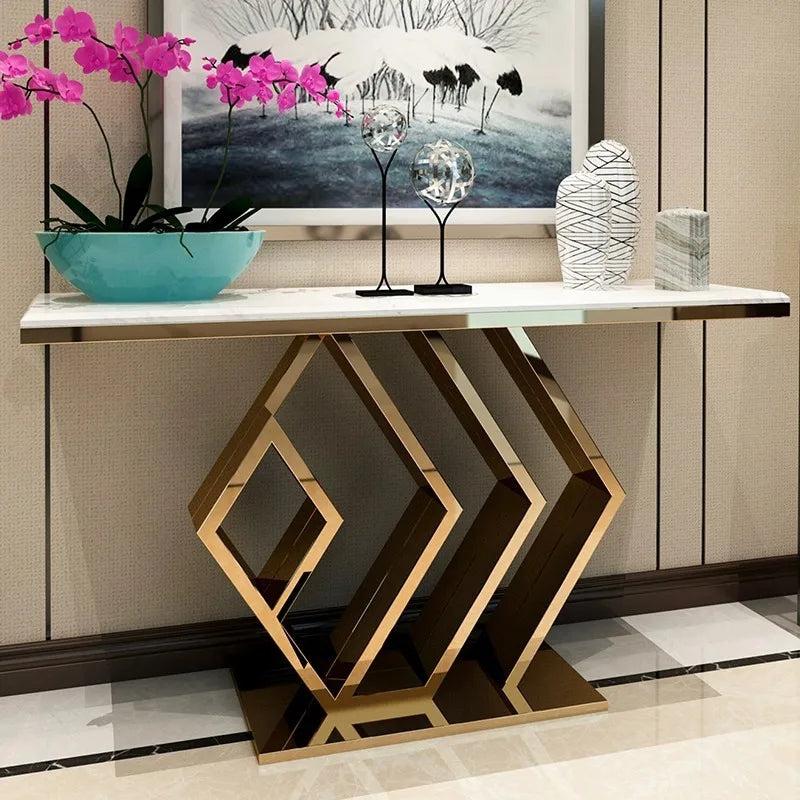 Lixra Marble Top Rectangular Accent Table