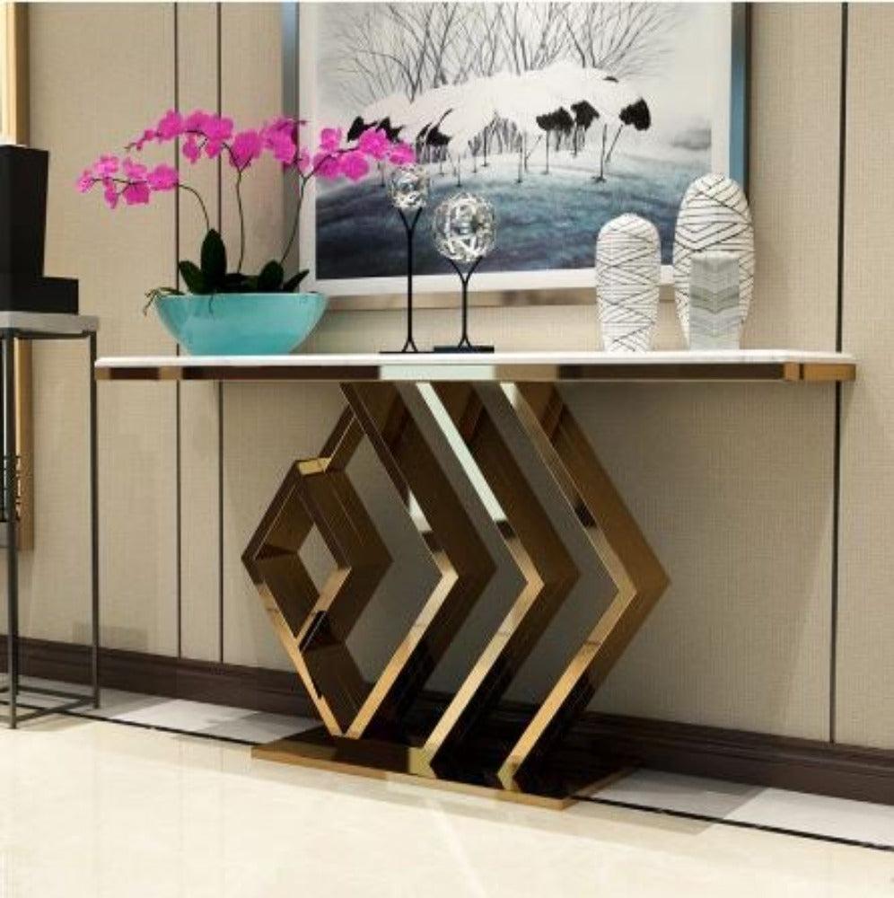 Lixra Marble Top Rectangular Accent Table