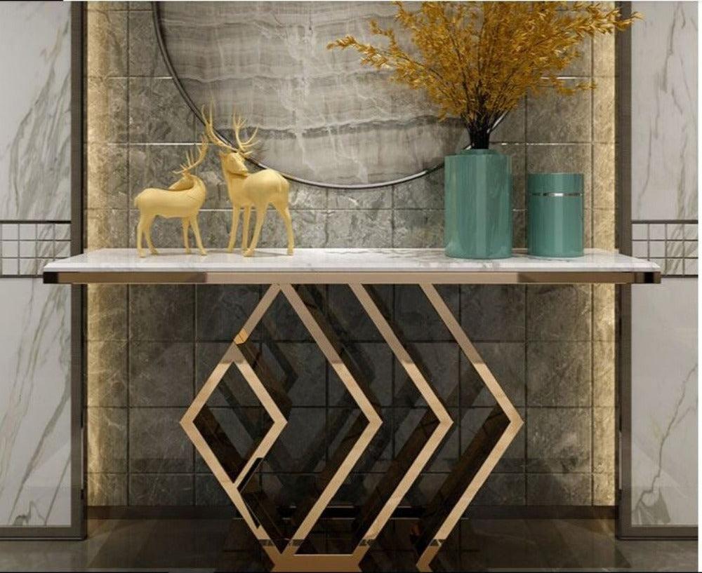 Lixra Marble Top Rectangular Accent Table