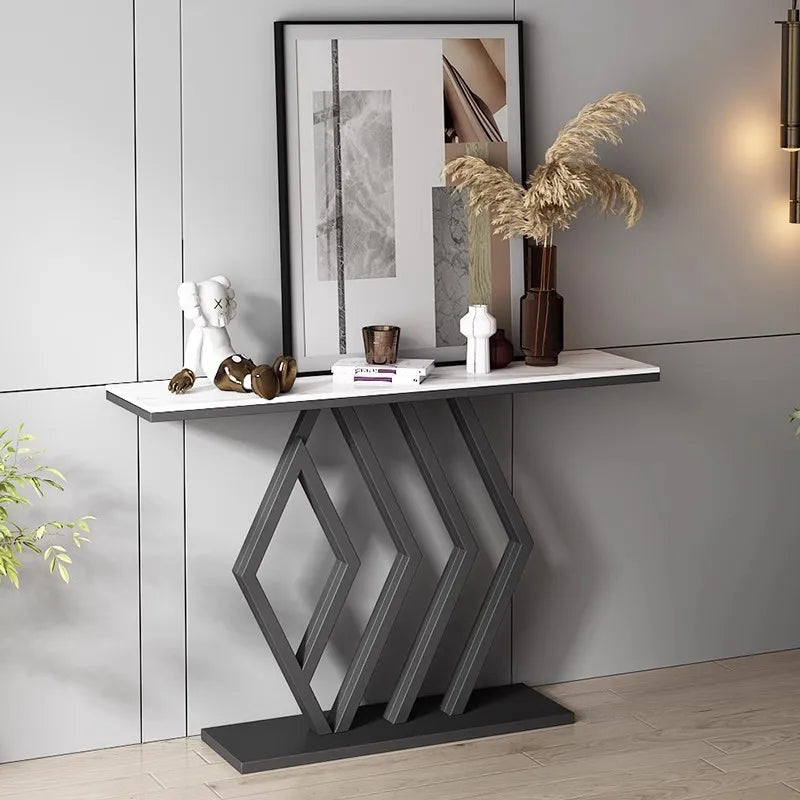lixra Marble Top Rectangular Accent Table