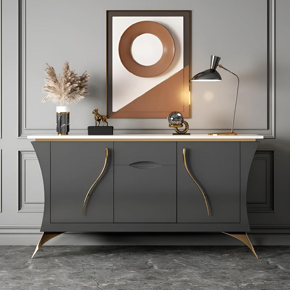 Lixra Marble-Top Wooden Modern Buffet Table