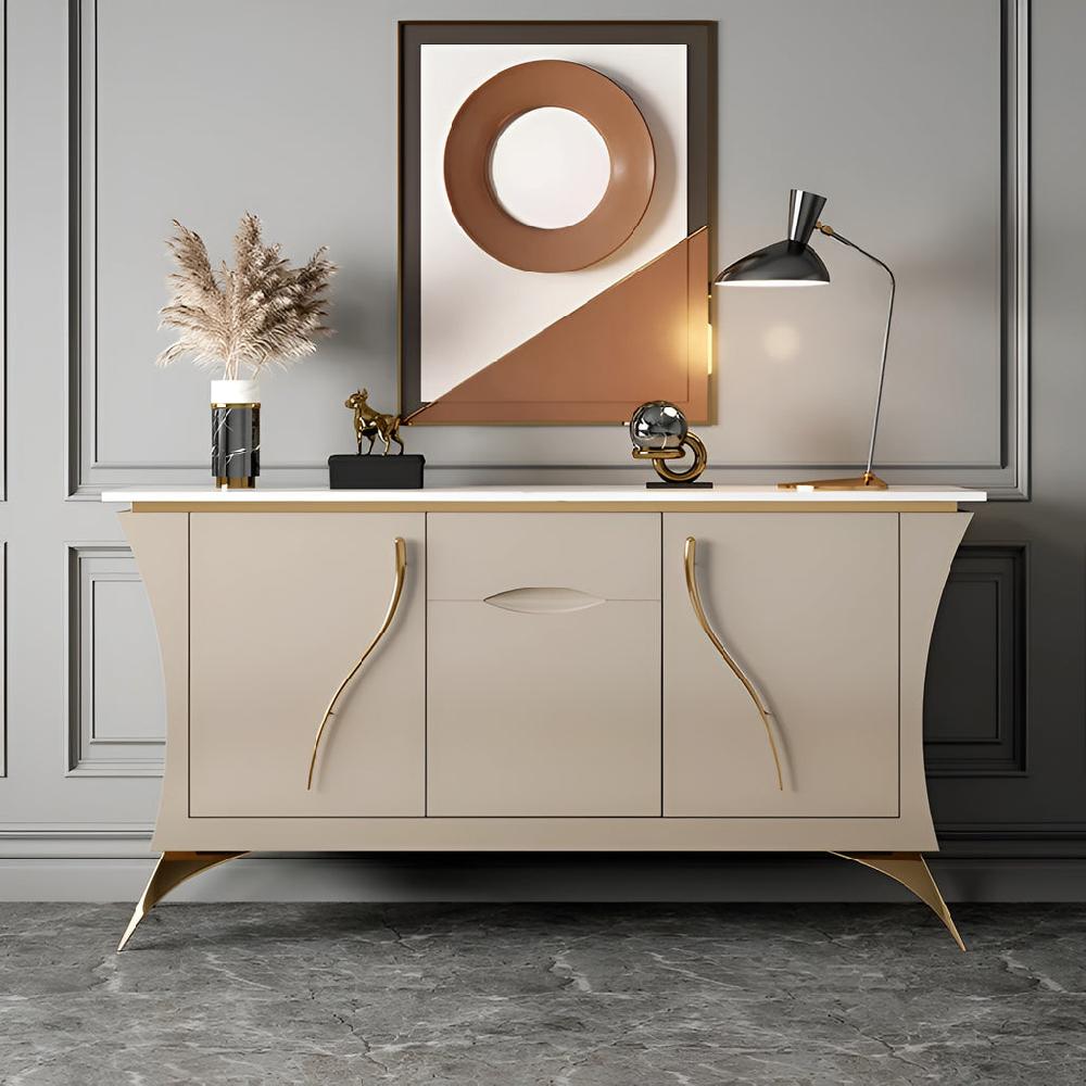 Lixra Marble-Top Wooden Modern Buffet Table