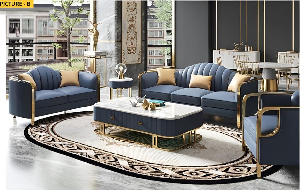 Lixra Matte Finish 3-Pcs Leather Sofa Set