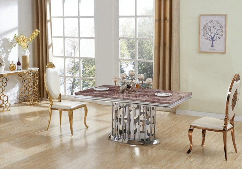 Lixra Matte Glossy Marble Dining Table Set