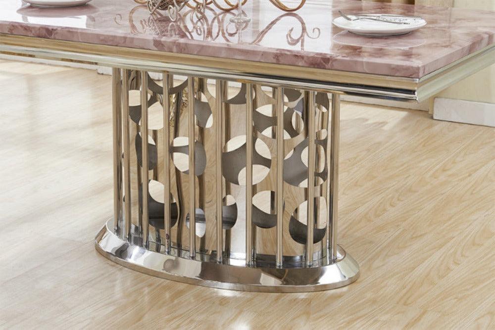 Lixra Matte Glossy Marble Dining Table Set