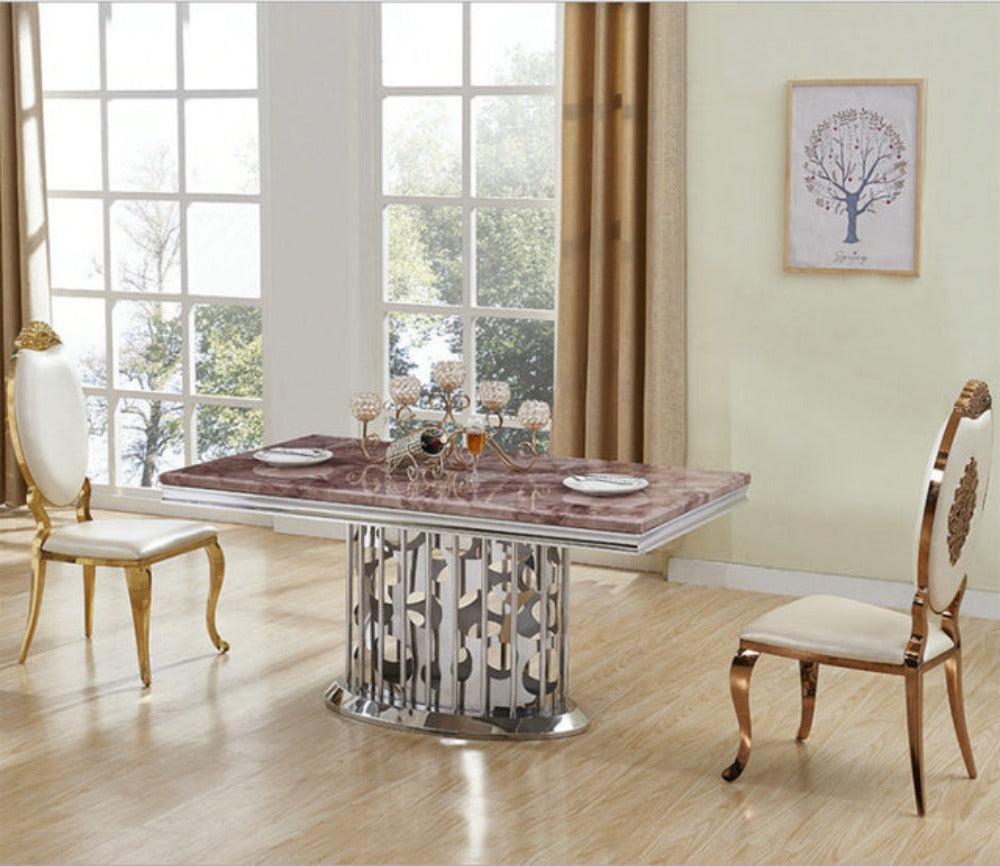lixra Matte Glossy Marble Dining Table Set