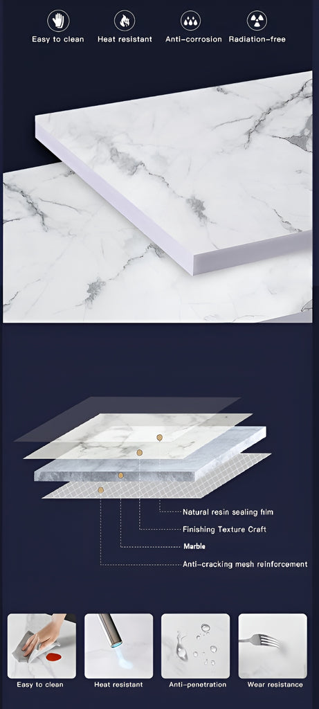 Lixra Matte Rectangular Modern Marble Dining-Table