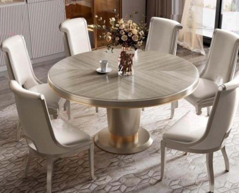 Lixra Matte Round Wooden Dining Table Set