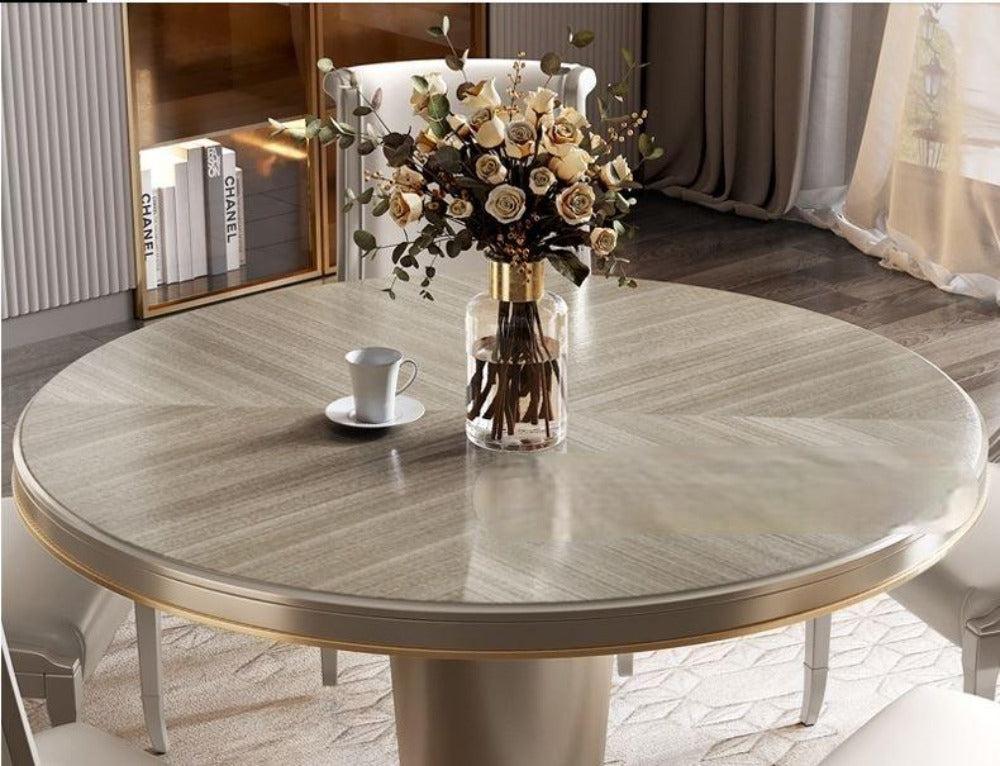 Lixra Matte Round Wooden Dining Table Set