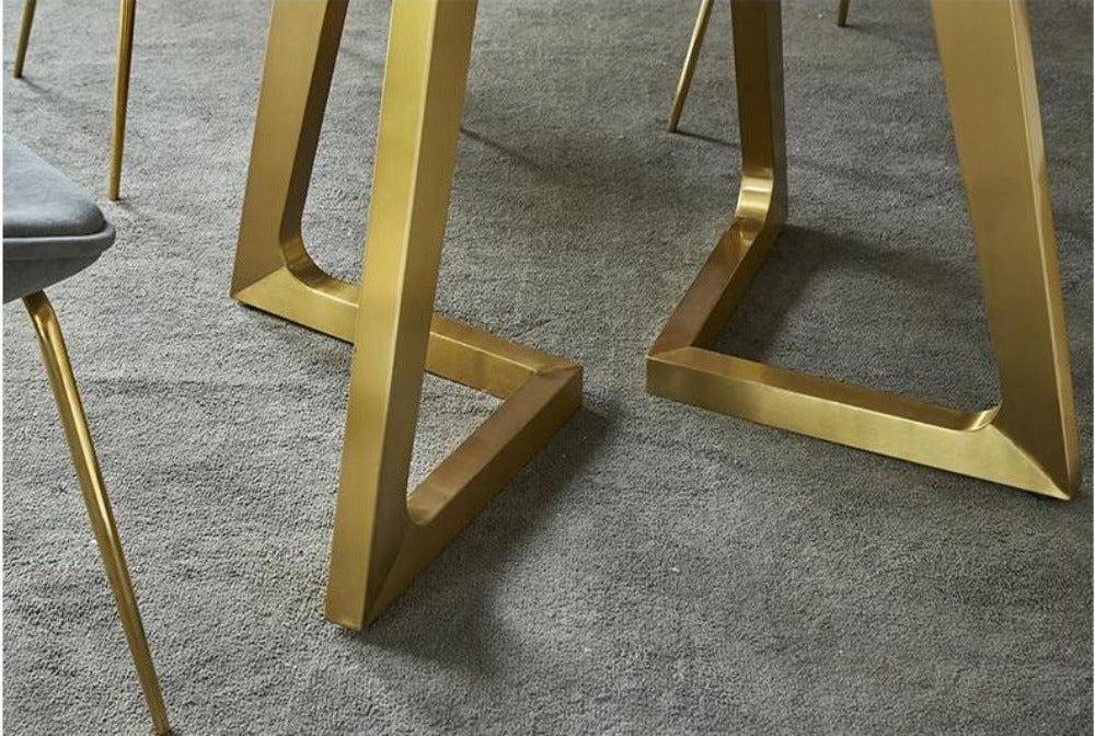 Lixra Metallic Base Marble-Top Dining Table