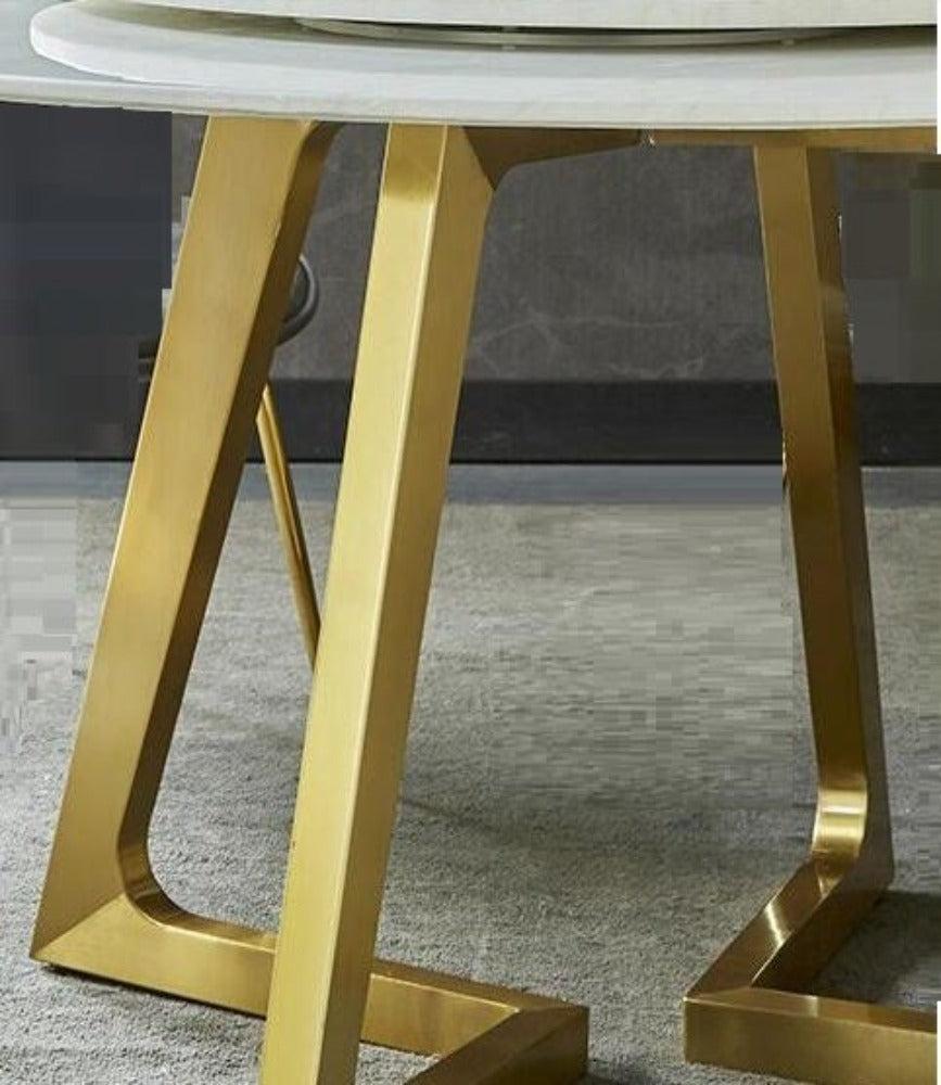 Lixra Metallic Base Marble-Top Dining Table