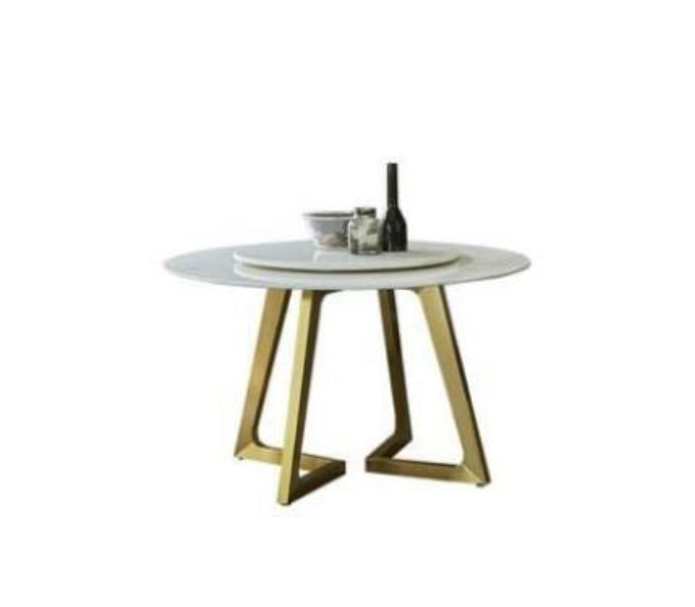 lixra Metallic Base Marble-Top Dining Table