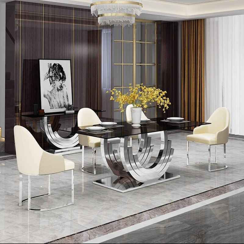 Lixra Metallic C-Form Modern Dining Table