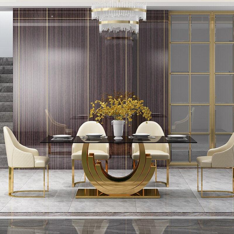 Lixra Metallic C-Form Modern Dining Table