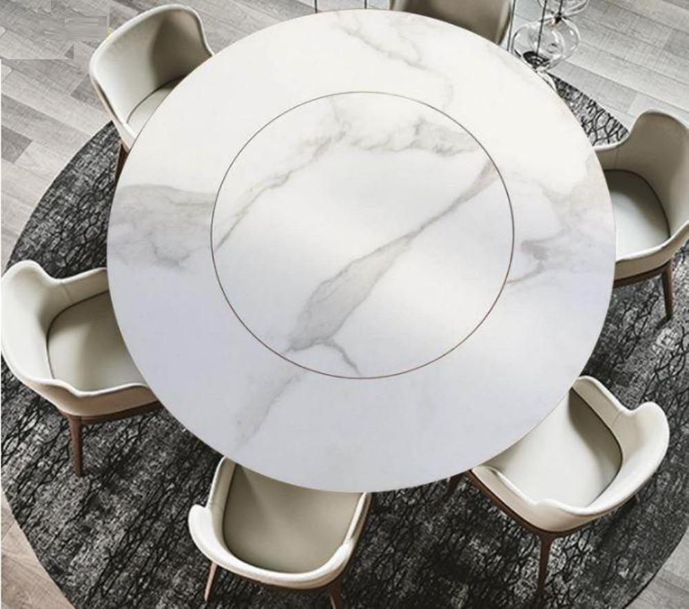 Lixra Metallic Finish Marble Dining Table Set