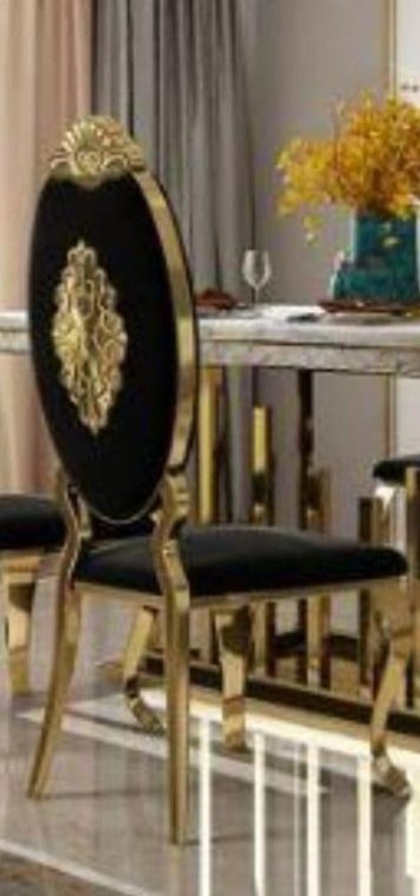 Lixra Metallic Polished Marble Dining Table Set