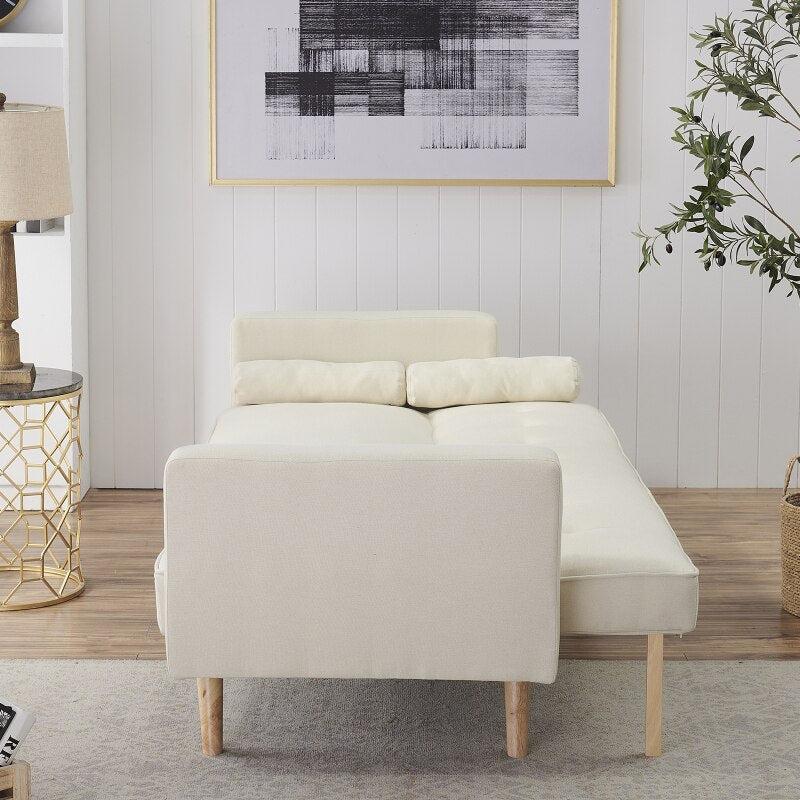 Lixra Mid-Century Convertible Tufted Fabric Sofa